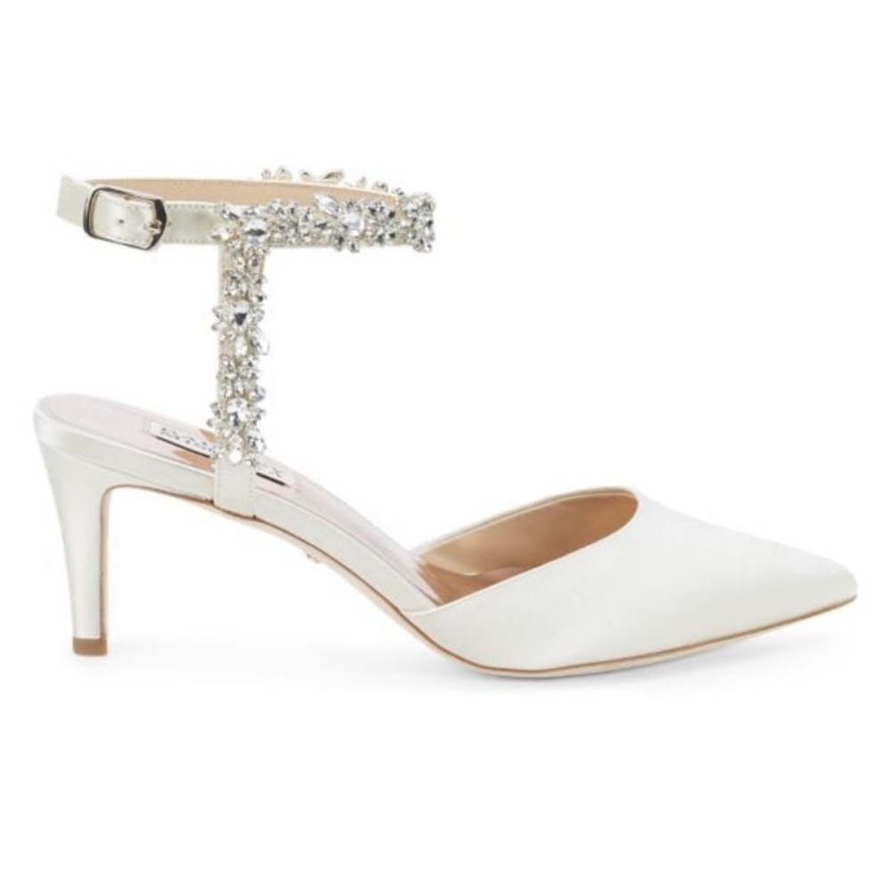 BADGLEY MISCHKA Esmeralda Embellished Silk Pumps - Picture 1 of 6